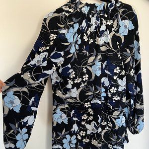 HM Blue floral mini shirtdress with ties - Size 2